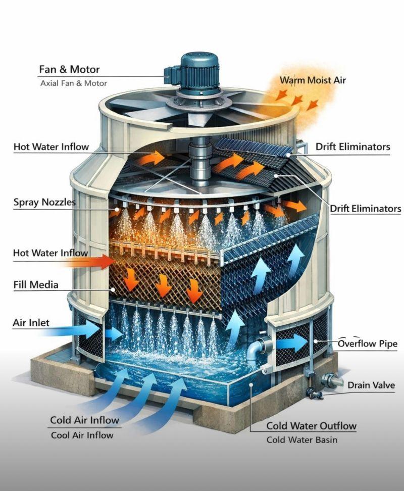 Round Cooling Tower Working Principle Round Cooling Tower Working Principle