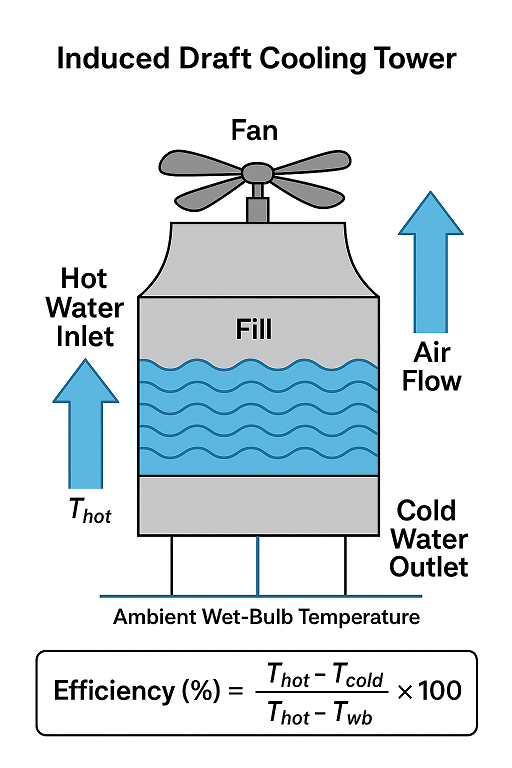 Efficiency of Induced Draft Cooling Tower